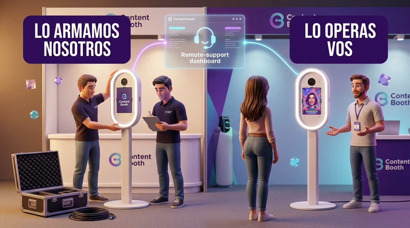 Nosotros lo armamos, vos lo operás — con soporte remoto de Content Booth